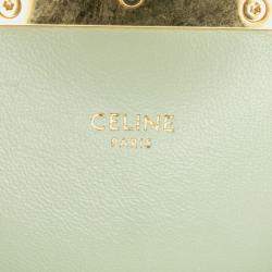 Pre Owned Celine Brown Green Teen Triomphe Coated Canvas and Calfskin Triomphe Crossbody