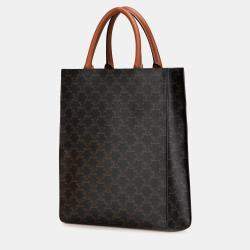 Pre Owned حقيبة سيلين كاباس عمودية طباعة باريس تريومف، قماش مُغطى بني صغير