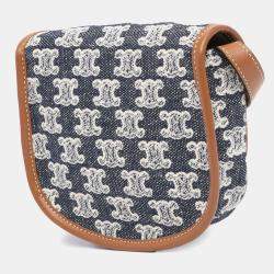 Pre Owned حقيبة كروس بودي بميني تريومف قماش وجلد عجل بني أزرق سيلين