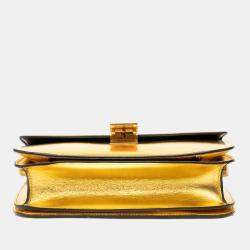 Pre Owned Celine Gold Medium Calfskin Classic Box