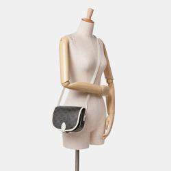 مملوكة مسبقًا Celine Brown White Medium Triomphe Coated Canvas Folco Crossbody
