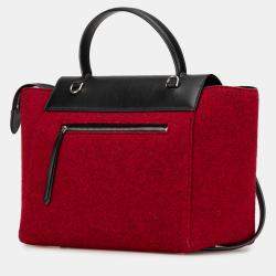 مملوكة مسبقًا Celine Black Red Mini Felt and Calfskin Belt Satchel