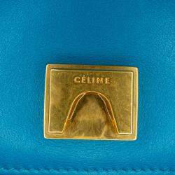 Pre Owned Celine Black Blue Leather Frame Shoulder Bag