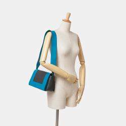 Pre Owned Celine Black Blue Leather Frame Shoulder Bag