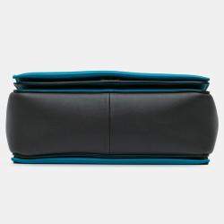 Pre Owned Celine Black Blue Leather Frame Shoulder Bag