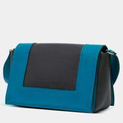 Pre Owned Celine Black Blue Leather Frame Shoulder Bag
