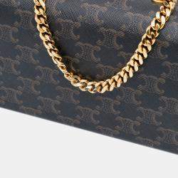 مملوكة مسبقًا Celine Brown Triomphe Coated Canvas Triomphe Chain Shoulder Bag