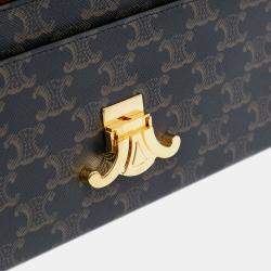 مملوكة مسبقًا Celine Brown Triomphe Coated Canvas Triomphe Chain Shoulder Bag