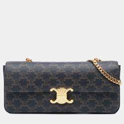 مملوكة مسبقًا Celine Brown Triomphe Coated Canvas Triomphe Chain Shoulder Bag