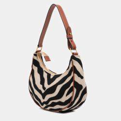 مملوكة مسبقًا Celine Brown Zebra Print Canvas Ava Shoulder Bag