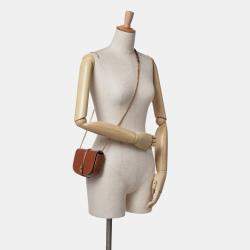 Pre Owned Celine Brown Small Leather Besace 16 Wallet On Chain