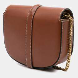 Pre Owned Celine Brown Small Leather Besace 16 Wallet On Chain