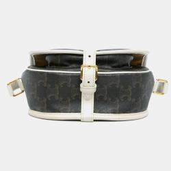 Pre Owned حقيبة كروس سيلين فولكو قماش مغلف تريومف بني أبيض متوسط