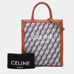 Pre Owned Celine Blue Small Triomphe Canvas Maillon Vertical Cabas Satchel