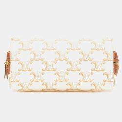 مملوكة مسبقًا حقيبة كلاتش سلسلة سيلين تريومف قماش مغلف أبيض