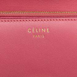 مملوكة مسبقًا حقيبة صندوق كلاسيك سيلين جلد العجل زهري متوسطة الحجم