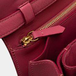 مملوكة مسبقًا حقيبة صندوق كلاسيك سيلين جلد العجل زهري متوسطة الحجم