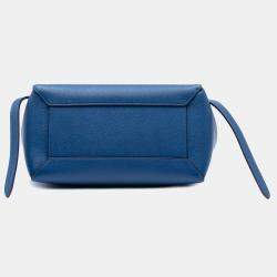 مملوكة مسبقًا حقيبة حزام سيلين ميكرو جلد عجل محبب زرقاء