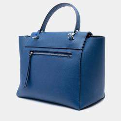 مملوكة مسبقًا حقيبة حزام سيلين ميكرو جلد عجل محبب زرقاء