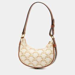 مملوكة مسبقًا حقيبة كتف سيلين أفا قماش مغطى تريومف صغيرة بيضاء