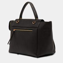 Pre Owned Celine Black Mini Grained Calfskin Belt Satchel