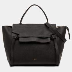 Pre Owned Celine Black Mini Grained Calfskin Belt Satchel