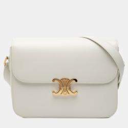 Pre Owned حقيبة كروس بودي سيلين تريونفه عجل مصقول أبيض كبير