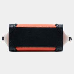 Pre Owned Celine Orange Nano Tricolor Leather Luggage Tote
