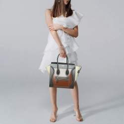 Pre Owned Celine Luggage Micro Tricolor Leather Tote