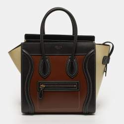 Pre Owned Celine Luggage Micro Tricolor Leather Tote