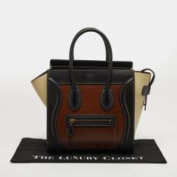 Pre Owned Celine Luggage Micro Tricolor Leather Tote