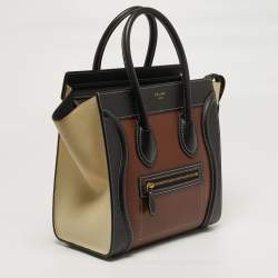 Pre Owned Celine Luggage Micro Tricolor Leather Tote