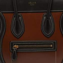 Pre Owned Celine Luggage Micro Tricolor Leather Tote
