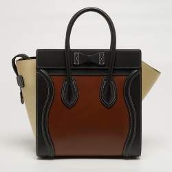 Pre Owned Celine Luggage Micro Tricolor Leather Tote