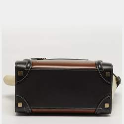 Pre Owned Celine Luggage Micro Tricolor Leather Tote