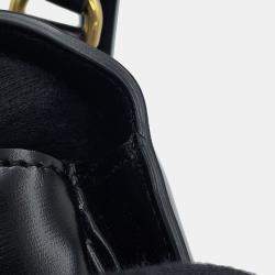 Pre Owned حقيبة سيلين مينيبوزاس كلير 2-واي جلد عجل أسود حجم مصغرة