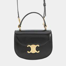 Pre Owned Celine Mini Buzas Claire 2-Way Bag Black Calf Leather Size Mini