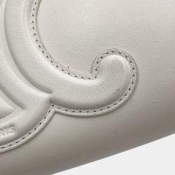 Pre Owned Celine Cuir Triomphe Shoulder Bag White Leather