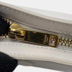 Pre Owned Celine Cuir Triomphe Shoulder Bag White Leather