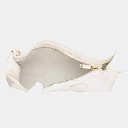 Pre Owned Celine Cuir Triomphe Shoulder Bag White Leather