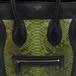 مملوكة مسبقًا Celine Luggage Mini Black/Green Leather and Python Tote