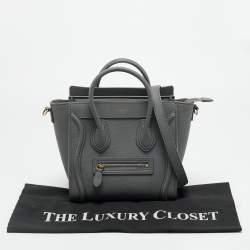 Pre Owned Celine Luggage Nano Grey Leather Tote