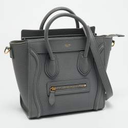 Pre Owned Celine Luggage Nano Grey Leather Tote