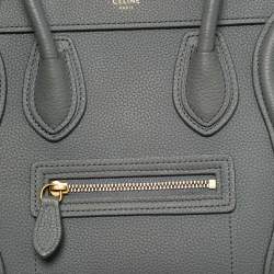 Pre Owned Celine Luggage Nano Grey Leather Tote