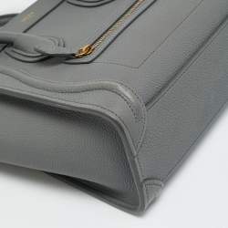 Pre Owned Celine Luggage Nano Grey Leather Tote