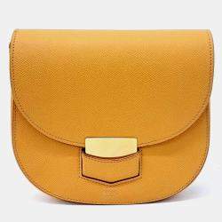 Pre Owned Celine Orange Leather Trotter Small