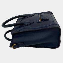 مملوكة مسبقًا Celine Blue Nano Leather Luggage Tote