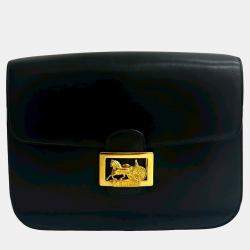 Pre Owned Celine Black Calfskin Horse Carriage Crossbody