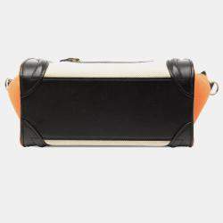 مملوكة مسبقًا Celine Black Brown Nano Tricolor Canvas and Leather Luggage Tote