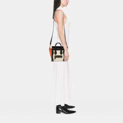 مملوكة مسبقًا Celine Black Brown Nano Tricolor Canvas and Leather Luggage Tote